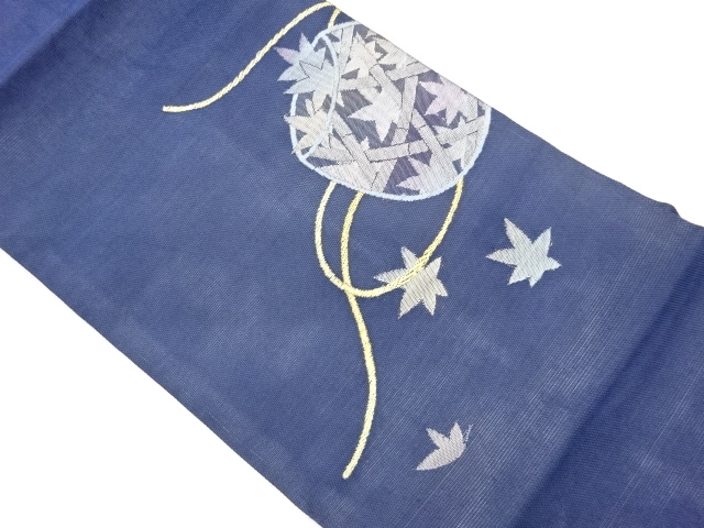  紗 籠に紅葉模様織出し名古屋帯